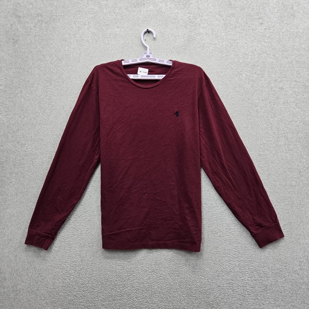 Polo‎ Ralph Lauren Men Shirt L Burgundy Embroidered Custom Slim Fit Logo